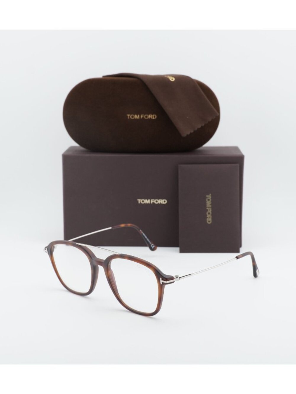 Tom Ford FT5610-B 056 Square Unisex Eyeglasses 53mm - Havana / Blue Light Block